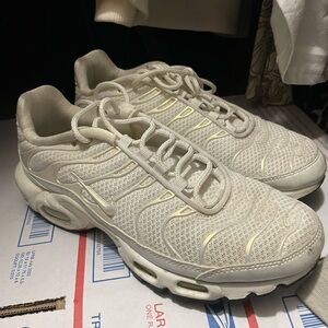 Cream and White Athletic Sneakers